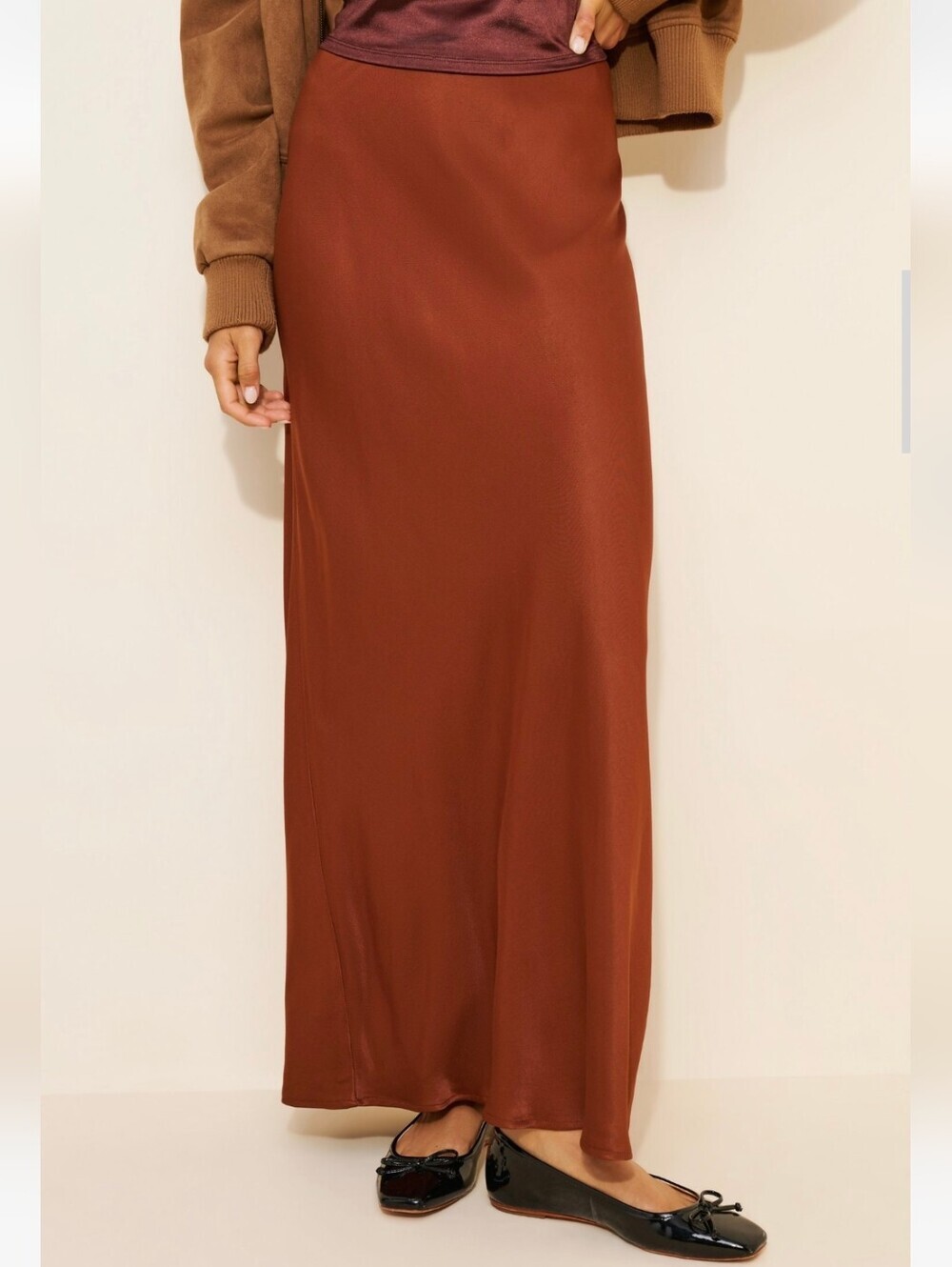 Anthropologie Tilda Maxi Slip Skirt-Brown